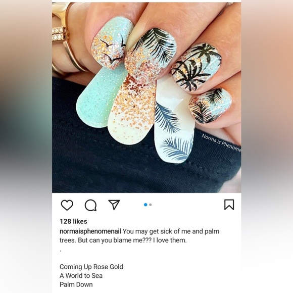 Color Street A WORLD TO SEA Pale Blue With Silver Glitter Nail Strips Set - Picture 7 of 8